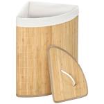 Cesto de Roupa de Bambu Capacidade de 55L Cesto para Roupa Suja com Tampa e Bolsa Amovível 38x38x57cm Madeira