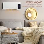 Aquecedor Elétrico de Parede 1000W/2000W Aquecedor com Ecrã LED Controlo Remoto Termostato Temporizador 54,5x12x21,5cm Branco