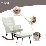 Conjunto de Poltrona Baloiço com Apoio para os Pés Poltrona Relax com Almofada Acolchoada e Anti - Tombo 64x89x90 cm Bege