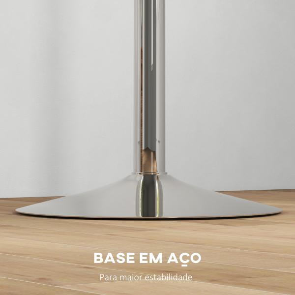 Mesa Alta de Cozinha Mesa Alta de Bar Redonda para 2 Pessoas Altura Ajustável Tampo Giratório 360° 60x60x91 cm Carvalho Claro