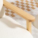 Poltrona Nórdica Poltrona Sala de Estar Estofada em Borrego com Apoio para os Braços de Madeira 74,5x76x78 cm Creme