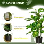 Planta Artificial Aglaonema Planta Sintética de 95cm com 42 Folhas e Vaso de Cimento Decoração para Casa e Exterior Verde