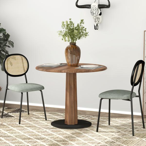 Conjunto de 2 Cadeiras de Sala de Jantar Cadeiras de Cozinha com Encosto em Vime Sintético 44x54x87 cm Verde e Preto