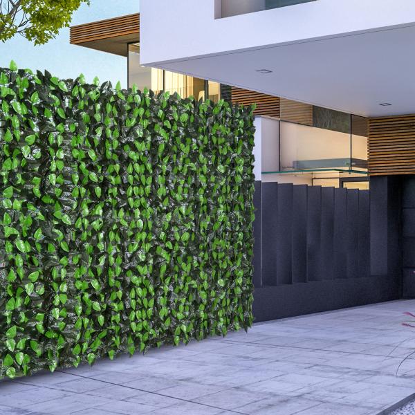 Vedação Artificial em Rolo 3x1m para Balcão Jardim Exterior Planta Decorativa de Parede PE Verde