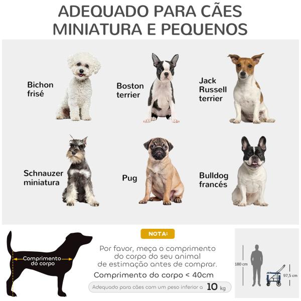 Carrinho para Animais de Estimação Carrinho para Cães Dobrável com Compartimento Desmontável 4 Portas 81x58x97,5 cm Azul
