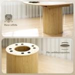 Mesa de Refeição Extensível Redonda para 6 - 8 Pessoas com Base Estriada para Sala de Estar 110 - 150x110x75 cm Madeira