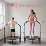 Trampolim Fitness Ø102 Trampolim Dobrável com Pega Ajustável em 4 Níveis Estrutura de Aço Preto e Laranja