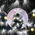 Árvore de Natal 90 cm Árvore de Natal com Fibra Óptica Árvore de Natal Artificial com 90 Luzes LED e 90 Ramos Verde e Branco