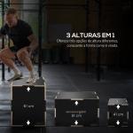 Caixa Pliométrica com 3 Alturas Diferentes para Treino de Força em Casa Ginásio CrossFit Carga 120 kg 61x51x41 cm Preto