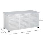 Baú de madeira ao ar livre Caixa de armazenamento de jardim com tampa que pode ser aberta 127x56x60 cm Branco