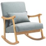 Poltrona Baloiço Moderna Poltrona de Amamentação com Almofada Lombar e Base de Madeira 65x87x84 cm Cinza Claro