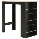 Mesa de Bar com 3 Prateleiras com Suporte Estilo Moderno para Cozinha Sala de Jantar 112x57x106 cm Preto e Madeira