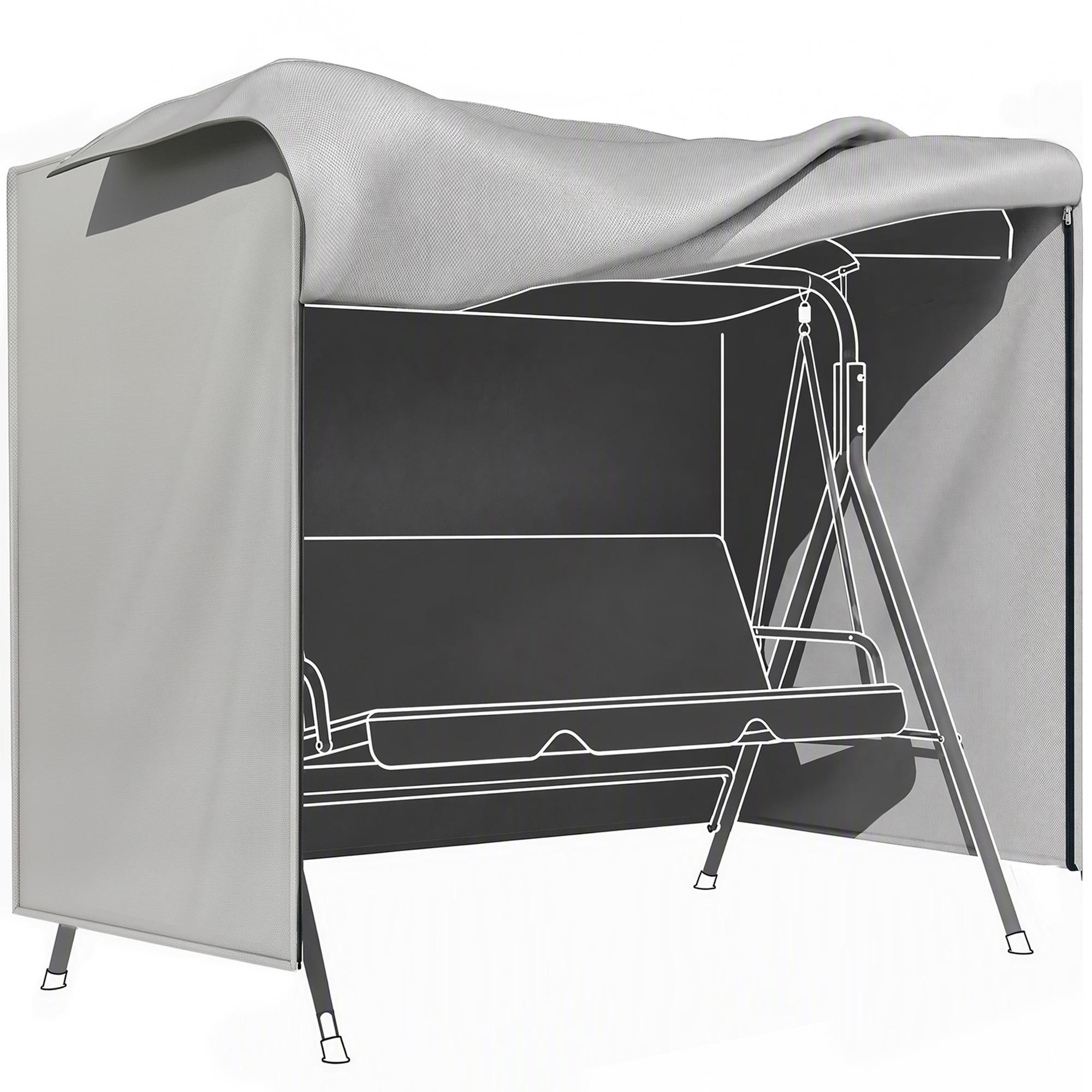 Capa para Móveis de Jardim Capa Protetora para Baloiços de Exterior com Fecho de Correr 177x114x152 cm Cinzento