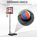 Tabela de Basquetebol Ajustável de 160 - 210cm Aro de Basquetebol com Suporte de Aço Base Recarregável 2 Rodas para Crianças e Adultos 75x83x261cm Vermelho e Preto