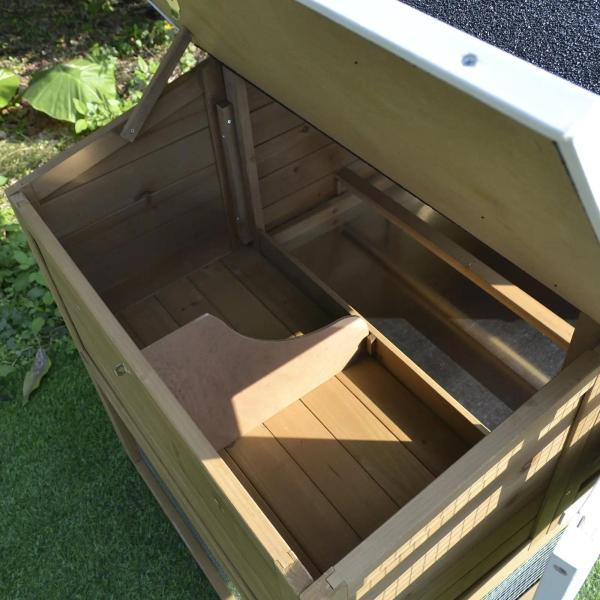 Galinheiro de Madeira Exterior Gaiola para 2 - 4 Galinhas com Grade de Arame Tetos Asfálticos Ninho Bandeja Removível Rampa e Zona Aberta 200x80x105cm Natural e Preto