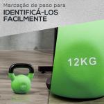 Kettlebell de 12 kg de Ferro Fundido Peso Russo com Revestimento de Neoprene para Treinamento de Força 18x11x20cm Verde