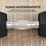 Conjunto de Halteres 12 kg com Barra Metálica e Cabeça Hexagonal para Treino em Casa Ginásio 28,8x11,5 cm Preto e Prata