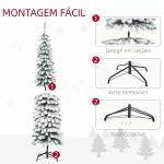 Árvore de Natal Estreita Nevada 180 cm com 395 Ramos e Suporte Metálico Dobrável para Sala de Estar, Interior, Verde