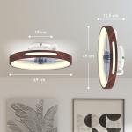 Ventilador de Teto com Luz LED 40 W Motor DC Reversível Comando à Distância 6 Velocidades 3 Cores Temporizador Teca