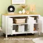 Aparador Sala de Estar com 3 Portas e Prateleiras Ajustáveis Estilo Moderno 120x40x70 cm Branco e Madeira