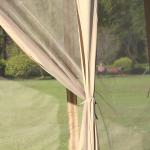 Tenda Dobrável 4,05x3,4x2,85 m Tenda de Jardim Hexagonal com 6 Mosquiteiras Amovíveis e Altura Ajustável Bege