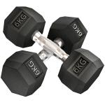 Conjunto de Halteres 12 kg com Barra Metálica e Cabeça Hexagonal para Treino em Casa Ginásio 28,8x11,5 cm Preto e Prata