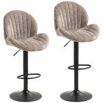 Conjunto de 2 Bancos de Bar Giratórios em Chenille com Altura Ajustável 62 - 83 cm, Encosto e Apoio para os Pés, Moka