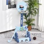 Tabela de Basquetebol 4 em 1 com Altura Ajustável para Crianças acima de 3 Anos Centro de Atividades 58x56x154cm Azul