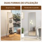 Espelho de Pé Espelho de Corpo Inteiro de Liga de Alumínio com 2 Formas de Utilização 50x161,5x2 cm Dourado