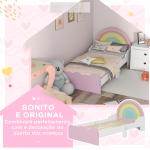 Cama para Crianças de 3 - 6 Anos 143x74x66 cm Cama Infantil de Madeira em Forma de Arco Íris Rosa