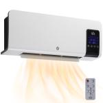 Aquecedor Elétrico de Parede 1000W/2000W Aquecedor com Ecrã LED Controlo Remoto Termostato Temporizador 54,5x12x21,5cm Branco