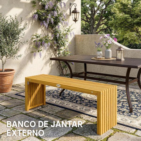 Banco de Jardim em Madeira de 2 Lugares 110 cm com Assento de Ripas Suporta 240 kg Madeira