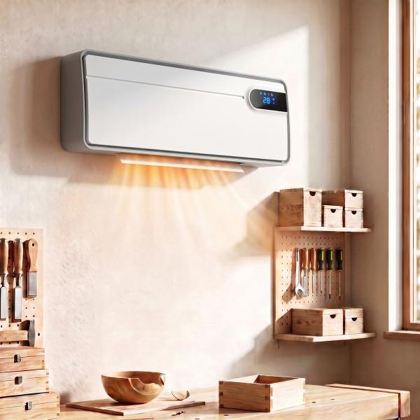 Aquecedor Elétrico Cerâmico de Parede 2000 W com Wi - Fi, 3 Modos, Ecrã LED, Temporizador e Comando à Distância, Branco