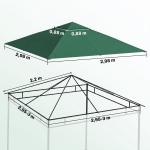 Toldo de Substituição de 3x3m para Pérgola de Jardim com 8 Orifícios de Drenagem e Ventilação Verde