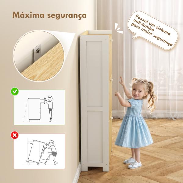 Sapateira Estreita com 3 Portas de Bambu Prateleiras Ajustáveis para 18 Pares de Sapatos 60x24x118 cm Branco e Madeira