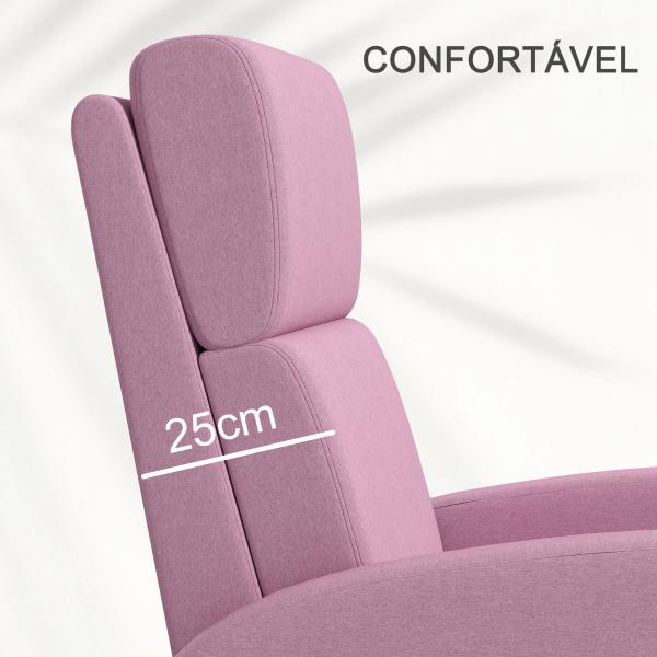 Poltrona Relax Reclinável até 160° Poltrona Reclinável Manual com Apoio para os Pés 64x86x102 cm Rosa