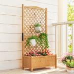 Floreira de Jardim com Treliça Caixa de Plantio com Suporte para Plantas Trepadeiras 90x45x180cm Madeira