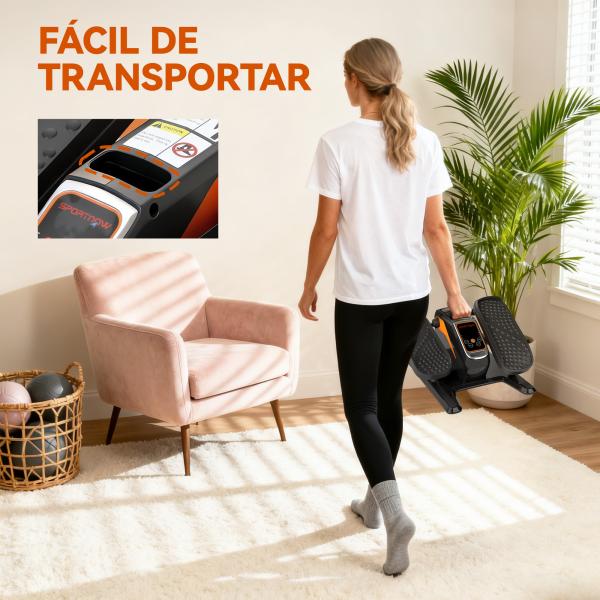 Mini Elíptica Elétrica com 12 Velocidades Modo Manual e Automático Ecrã LED e Pedais Antiderrapantes 40,7x36x21,5 cm Preto