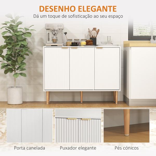 Aparador de Sala de Estar com Prateleira Ajustável Móvel para TV para Quarto Sala de Estar 107x35x80 cm Branco