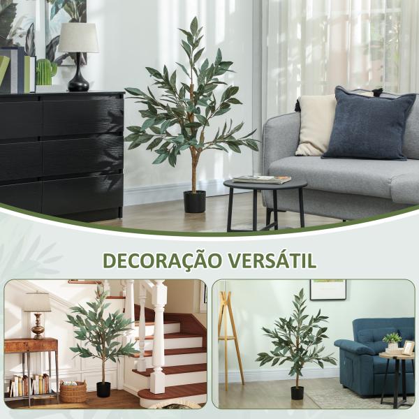 Planta Artificial de Louro 120 cm Planta Artificial Decorativa Grande Decoração para Casa Escritório Varanda Quarto Verde