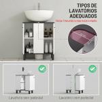 Móvel de Lavatório com 2 Portas e Prateleira Ajustável para Lavatório com ou sem Pedestal 60x34x70 cm Branco Brilhante