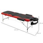 Marquesa de Massagem Dobrável e Portátil com Altura Ajustável Apoio para a Cabeça e Apoio para os Braços 215x60x61 - 84 cm Preto e Vermelho
