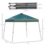 Tenda Dobrável 3x3 Portátil de Jardim com Bolsa de Transporte com Rodas Aço para Exterior Festas Campismo Verde