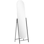 Espelho de Pé Arqueado 160x40 cm Espelho de Corpo Inteiro sem Moldura com Suporte de Metal Preto