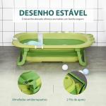 Banheira Dobrável para Bebé Recém Nascido até 3 Anos 50L com Almofada Confortável e Pés Dobráveis 80x53,9x20,8cm Verde