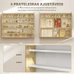 Vitrine de Parede de Madeira com Prateleiras Ajustáveis e 2 Portas Corredeiras de Vidro para Coleções Perfumes 80x9,5x60 cm Madeira e Branco