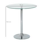 Mesa de Jantar Redonda para 2 Pessoas Mesa de Cozinha Moderna com Superfície de Vidro Temperado para Sala de Estar, Prateada