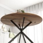 Mesa de Refeição Redonda para 4 Pessoas Mesa de Cozinha Industrial com Estrutura de Aço Ø120x75 cm Marrom