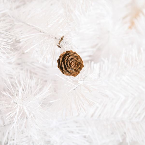 Árvore de Natal Artificial 180cm com 930 Ramos de PVC 48 Decorações Incluidas Decoração de Natal Ø105x180cm Branco