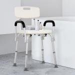 Cadeira para Duche Antiderrapante com Altura Ajustável 47x50x87 cm Branco